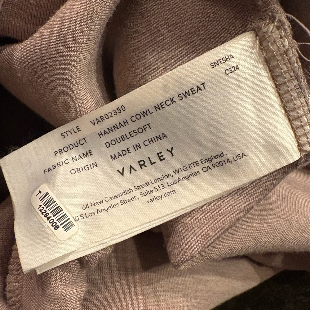 Varley Hannah Beige Cowl Neck Double Soft Sweat Top Oversized - Picture 5 of 10